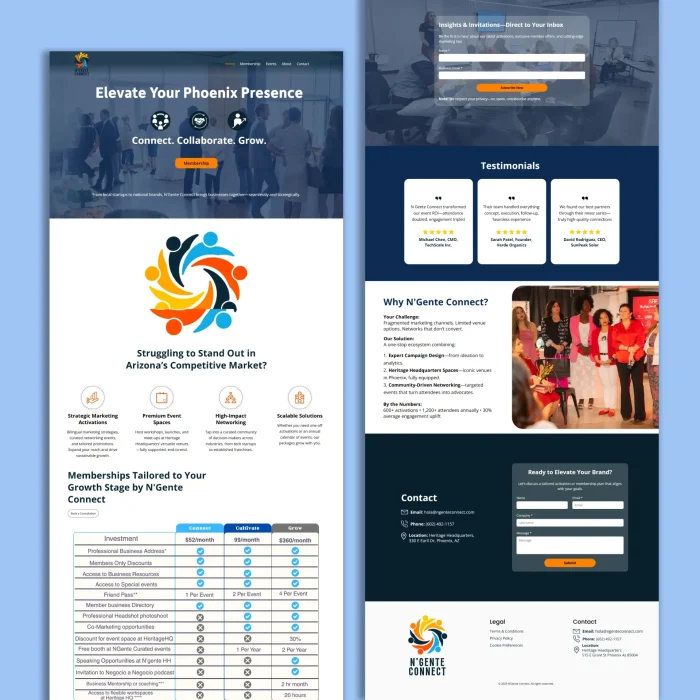 Ngente Connect Marketing Website with Membership & Booking System
