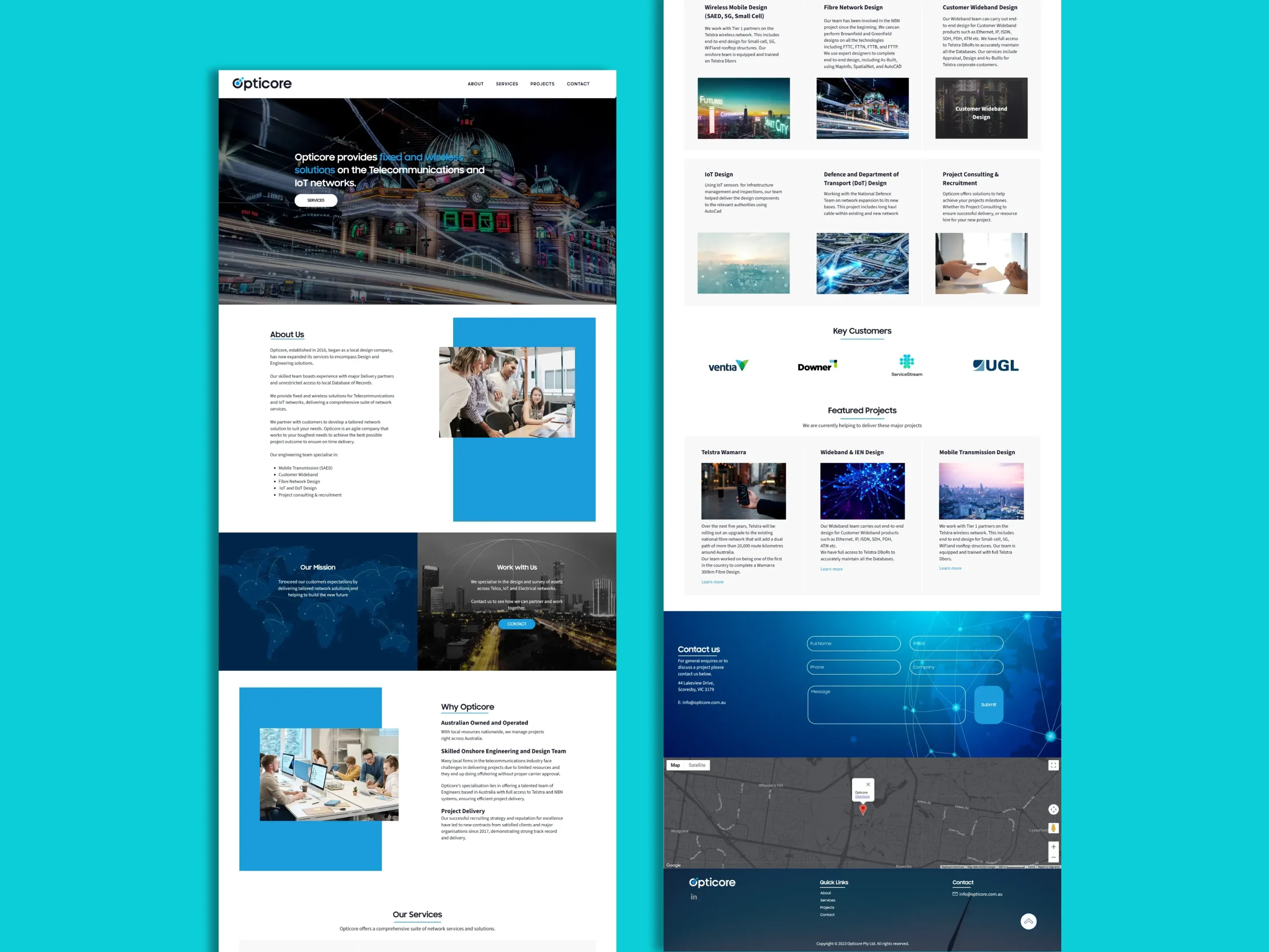 Opticore Single-Page Business Website for Network Services